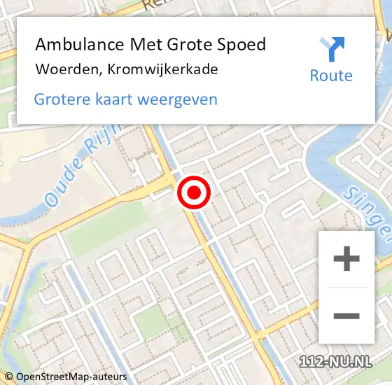 Locatie op kaart van de 112 melding: Ambulance Met Grote Spoed Naar Woerden, Kromwijkerkade op 8 april 2018 11:57