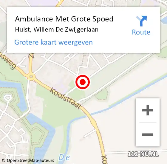 Locatie op kaart van de 112 melding: Ambulance Met Grote Spoed Naar Hulst, Willem De Zwijgerlaan op 8 april 2018 12:01