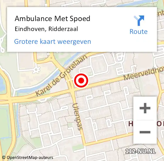Locatie op kaart van de 112 melding: Ambulance Met Spoed Naar Eindhoven, Ridderzaal op 8 april 2018 12:04