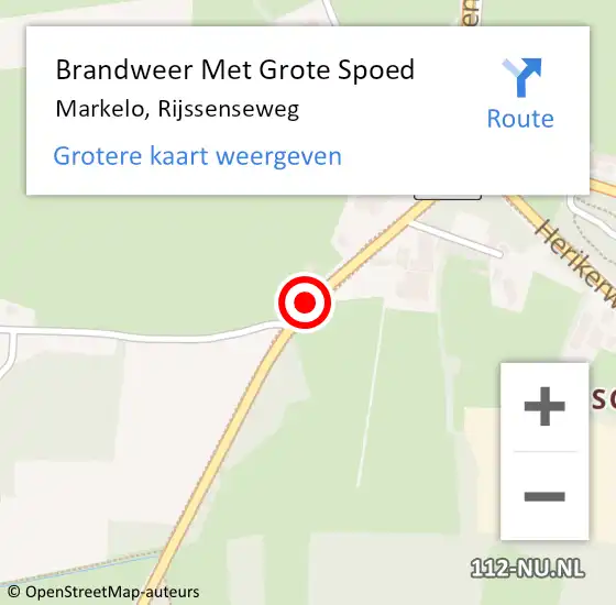 Locatie op kaart van de 112 melding: Brandweer Met Grote Spoed Naar Markelo, Rijssenseweg op 8 april 2018 12:05