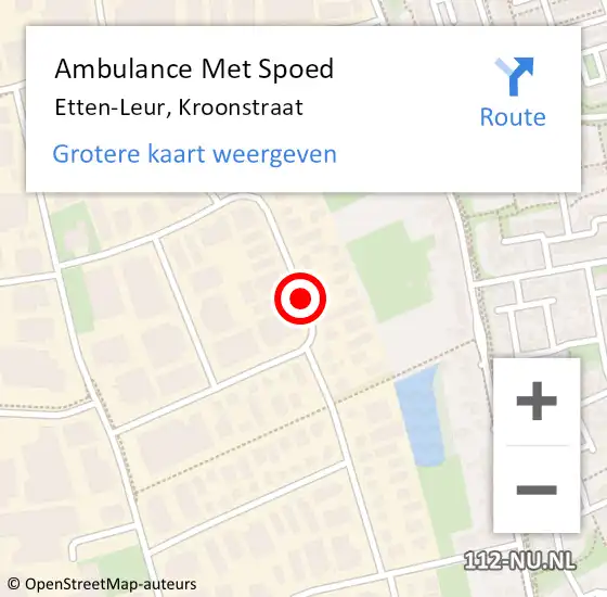 Locatie op kaart van de 112 melding: Ambulance Met Spoed Naar Etten-Leur, Kroonstraat op 8 april 2018 12:32