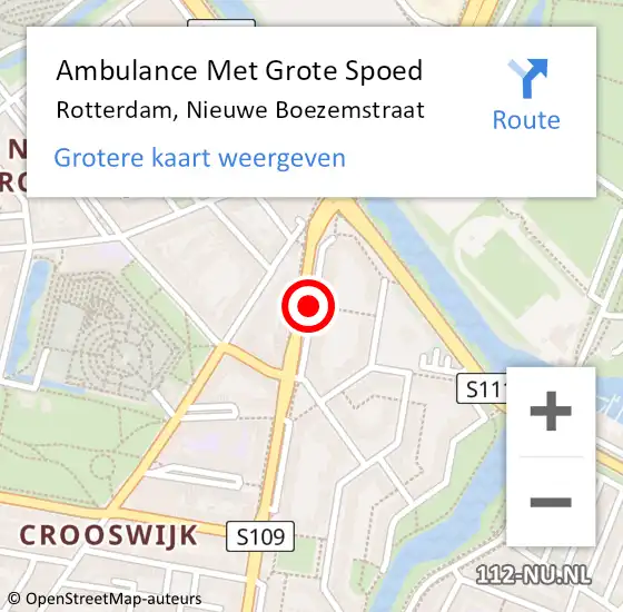 Locatie op kaart van de 112 melding: Ambulance Met Grote Spoed Naar Rotterdam, Nieuwe Boezemstraat op 8 april 2018 12:45