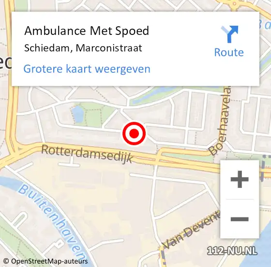 Locatie op kaart van de 112 melding: Ambulance Met Spoed Naar Schiedam, Marconistraat op 8 april 2018 12:50