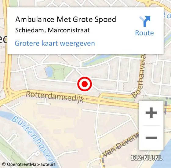 Locatie op kaart van de 112 melding: Ambulance Met Grote Spoed Naar Schiedam, Marconistraat op 8 april 2018 12:52