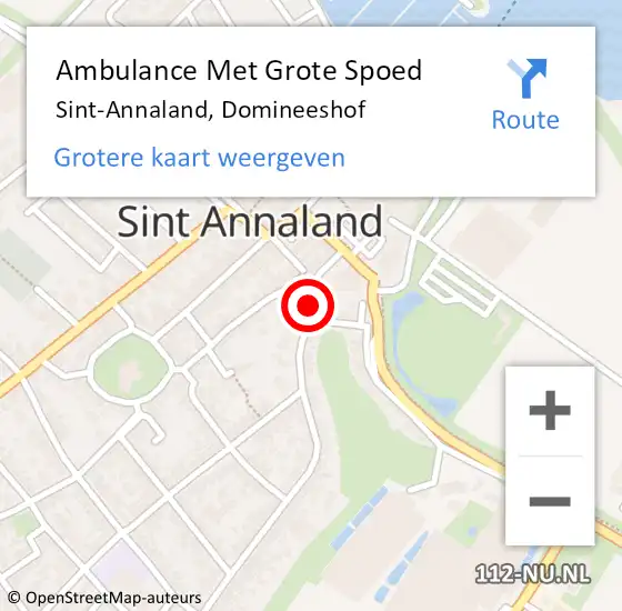 Locatie op kaart van de 112 melding: Ambulance Met Grote Spoed Naar Sint-Annaland, Domineeshof op 8 april 2018 12:56