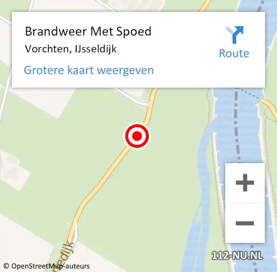 Locatie op kaart van de 112 melding: Brandweer Met Spoed Naar Vorchten, IJsseldijk op 8 april 2018 12:58