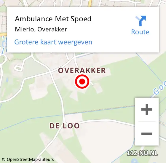 Locatie op kaart van de 112 melding: Ambulance Met Spoed Naar Mierlo, Overakker op 8 april 2018 13:19