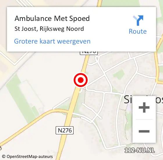 Locatie op kaart van de 112 melding: Ambulance Met Spoed Naar St Joost, Rijksweg Noord op 21 februari 2014 13:55