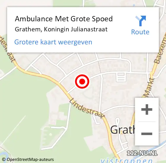 Locatie op kaart van de 112 melding: Ambulance Met Grote Spoed Naar Grathem, Koningin Julianastraat op 8 april 2018 14:00