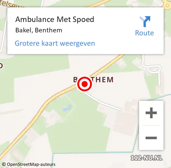 Locatie op kaart van de 112 melding: Ambulance Met Spoed Naar Bakel, Benthem op 8 april 2018 15:25
