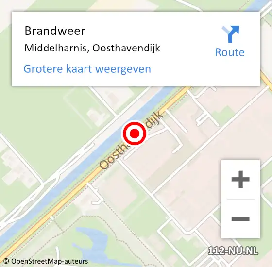 Locatie op kaart van de 112 melding: Brandweer Middelharnis, Oosthavendijk op 8 april 2018 17:40