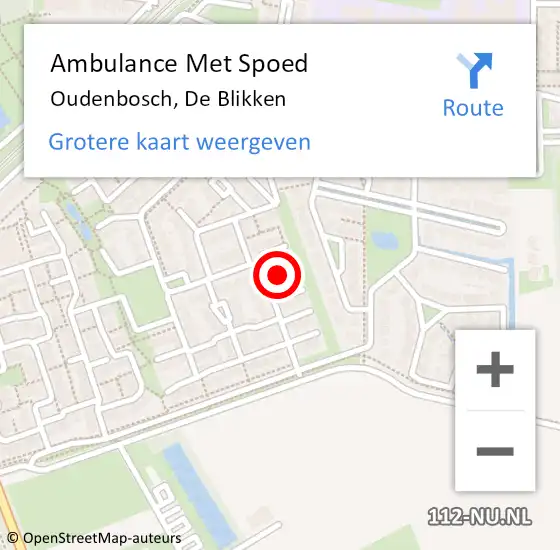 Locatie op kaart van de 112 melding: Ambulance Met Spoed Naar Oudenbosch, De Blikken op 8 april 2018 17:50