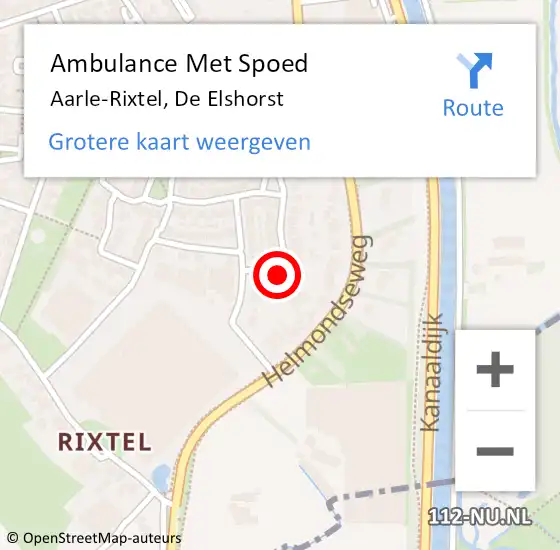 Locatie op kaart van de 112 melding: Ambulance Met Spoed Naar Aarle-Rixtel, De Elshorst op 8 april 2018 19:40