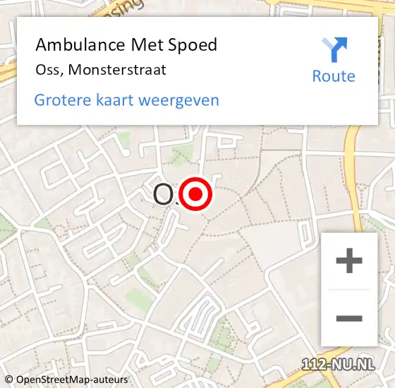 Locatie op kaart van de 112 melding: Ambulance Met Spoed Naar Oss, Monsterstraat op 8 april 2018 19:48