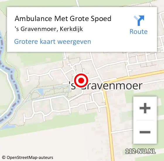 Locatie op kaart van de 112 melding: Ambulance Met Grote Spoed Naar 's Gravenmoer, Kerkdijk op 8 april 2018 19:53