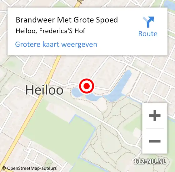 Locatie op kaart van de 112 melding: Brandweer Met Grote Spoed Naar Heiloo, Frederica'S Hof op 21 februari 2014 14:28