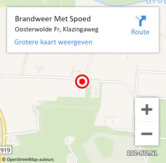 Locatie op kaart van de 112 melding: Brandweer Met Spoed Naar Oosterwolde Fr, Klazingaweg op 8 april 2018 20:07