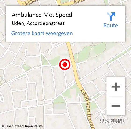 Locatie op kaart van de 112 melding: Ambulance Met Spoed Naar Uden, Accordeonstraat op 8 april 2018 20:15