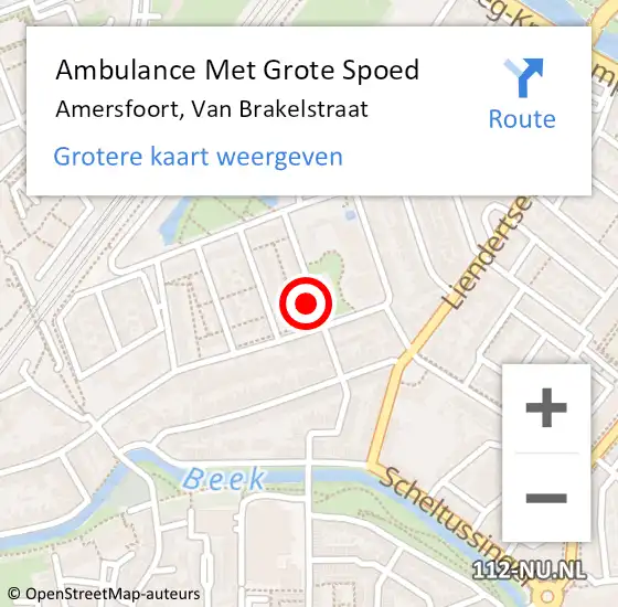 Locatie op kaart van de 112 melding: Ambulance Met Grote Spoed Naar Amersfoort, Van Brakelstraat op 8 april 2018 21:00