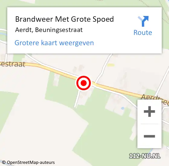 Locatie op kaart van de 112 melding: Brandweer Met Grote Spoed Naar Aerdt, Beuningsestraat op 8 april 2018 21:28