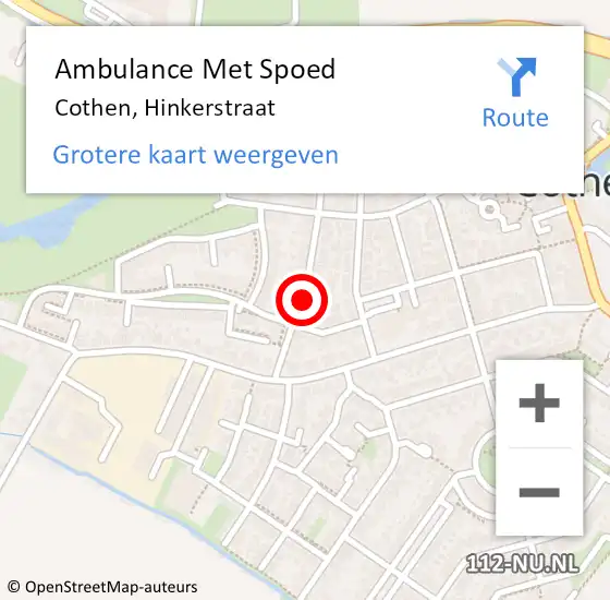 Locatie op kaart van de 112 melding: Ambulance Met Spoed Naar Cothen, Hinkerstraat op 8 april 2018 21:33