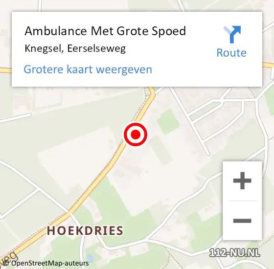 Locatie op kaart van de 112 melding: Ambulance Met Grote Spoed Naar Knegsel, Eerselseweg op 8 april 2018 22:00