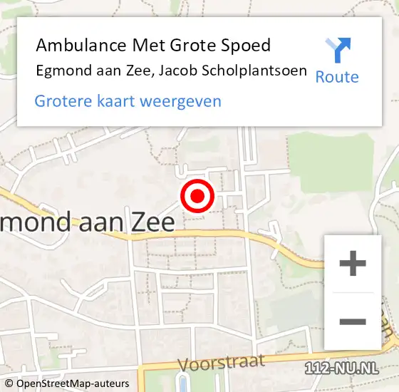 Locatie op kaart van de 112 melding: Ambulance Met Grote Spoed Naar Egmond aan Zee, Jacob Scholplantsoen op 8 april 2018 22:24