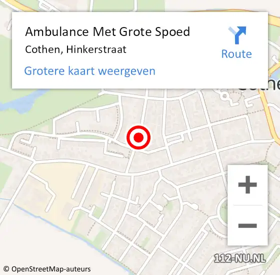 Locatie op kaart van de 112 melding: Ambulance Met Grote Spoed Naar Cothen, Hinkerstraat op 8 april 2018 22:50