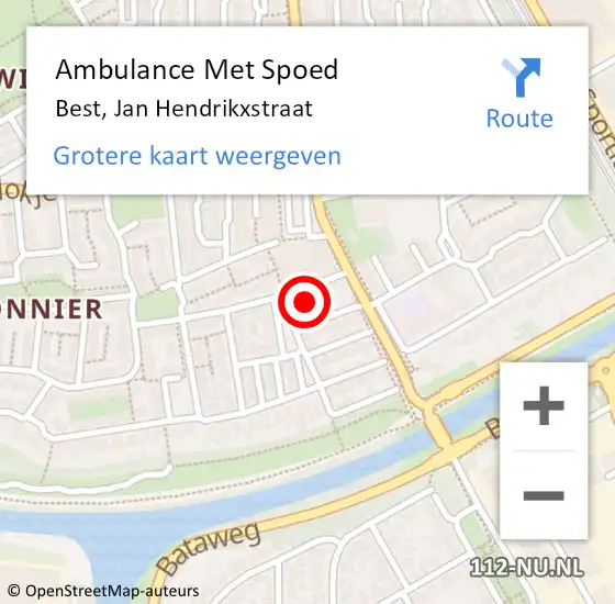 Locatie op kaart van de 112 melding: Ambulance Met Spoed Naar Best, Jan Hendrikxstraat op 8 april 2018 23:17