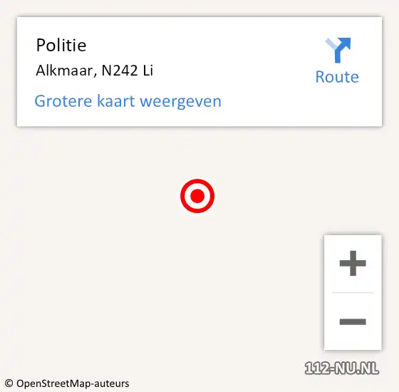 Locatie op kaart van de 112 melding: Politie Alkmaar, N242 Li op 8 april 2018 23:32