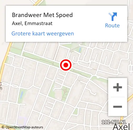 Locatie op kaart van de 112 melding: Brandweer Met Spoed Naar Axel, Emmastraat op 9 april 2018 02:02