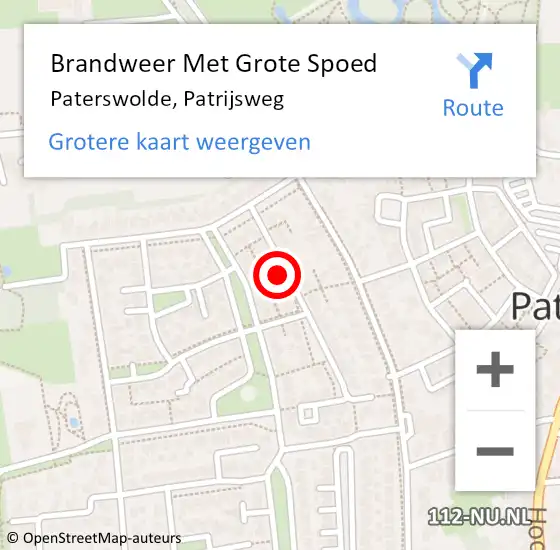 Locatie op kaart van de 112 melding: Brandweer Met Grote Spoed Naar Paterswolde, Patrijsweg op 9 april 2018 02:25