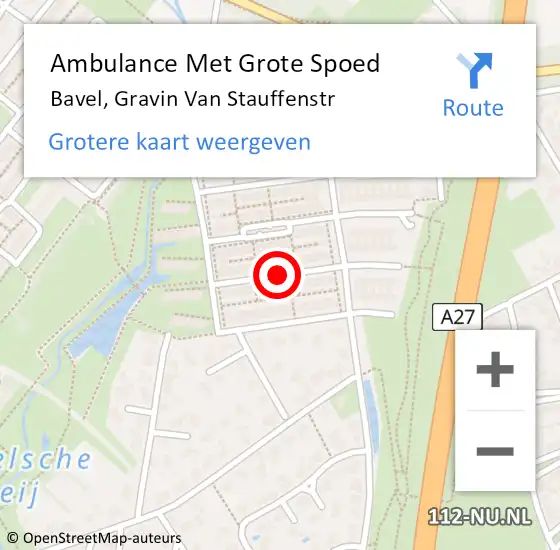 Locatie op kaart van de 112 melding: Ambulance Met Grote Spoed Naar Bavel, Gravin Van Stauffenstr op 9 april 2018 04:12