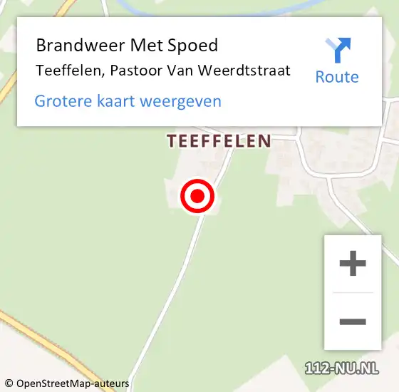 Locatie op kaart van de 112 melding: Brandweer Met Spoed Naar Teeffelen, Pastoor Van Weerdtstraat op 9 april 2018 04:56