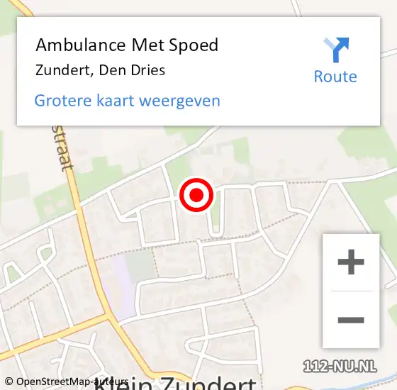 Locatie op kaart van de 112 melding: Ambulance Met Spoed Naar Zundert, Den Dries op 9 april 2018 04:59