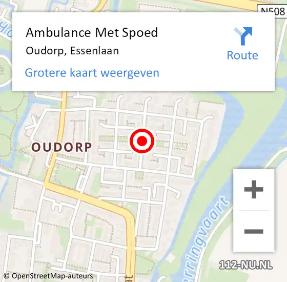 Locatie op kaart van de 112 melding: Ambulance Met Spoed Naar Oudorp, Essenlaan op 9 april 2018 05:39