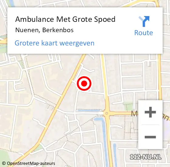 Locatie op kaart van de 112 melding: Ambulance Met Grote Spoed Naar Nuenen, Berkenbos op 9 april 2018 06:35