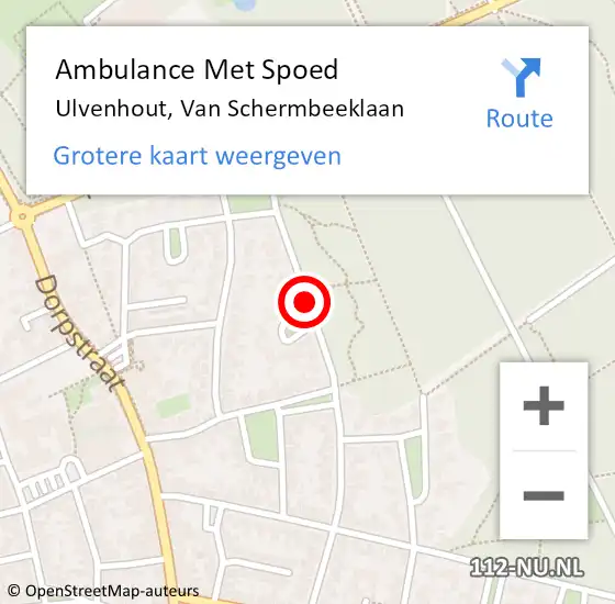 Locatie op kaart van de 112 melding: Ambulance Met Spoed Naar Ulvenhout, Van Schermbeeklaan op 9 april 2018 07:46