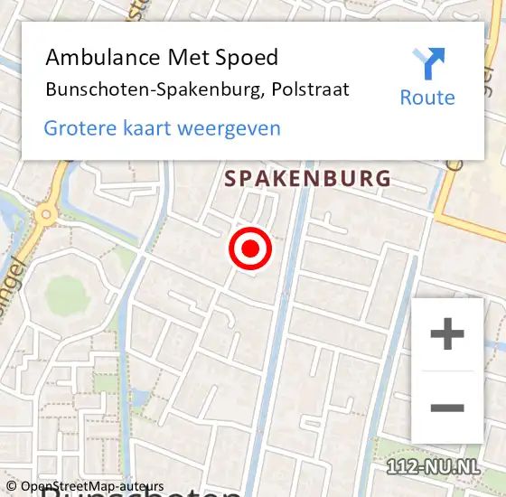 Locatie op kaart van de 112 melding: Ambulance Met Spoed Naar Bunschoten-Spakenburg, Polstraat op 9 april 2018 08:51