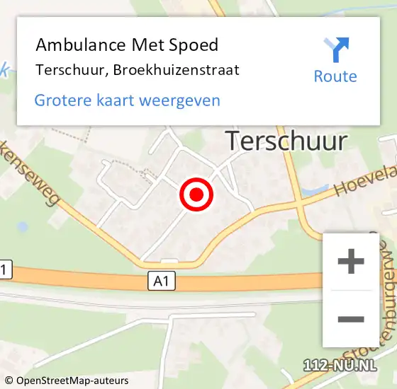 Locatie op kaart van de 112 melding: Ambulance Met Spoed Naar Terschuur, Broekhuizenstraat op 9 april 2018 09:39