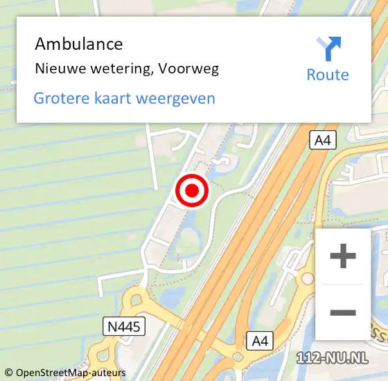 Locatie op kaart van de 112 melding: Ambulance Nieuwe wetering, Voorweg op 21 februari 2014 15:05