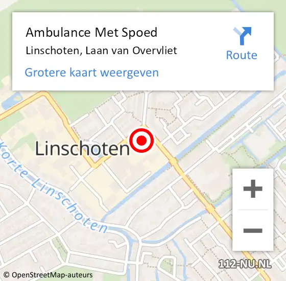 Locatie op kaart van de 112 melding: Ambulance Met Spoed Naar Linschoten, Laan van Overvliet op 9 april 2018 10:00