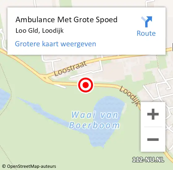 Locatie op kaart van de 112 melding: Ambulance Met Grote Spoed Naar Loo Gld, Loodijk op 9 april 2018 10:04