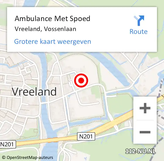 Locatie op kaart van de 112 melding: Ambulance Met Spoed Naar Vreeland, Vossenlaan op 9 april 2018 10:14