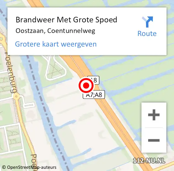 Locatie op kaart van de 112 melding: Brandweer Met Grote Spoed Naar Oostzaan, Coentunnelweg op 9 april 2018 11:07