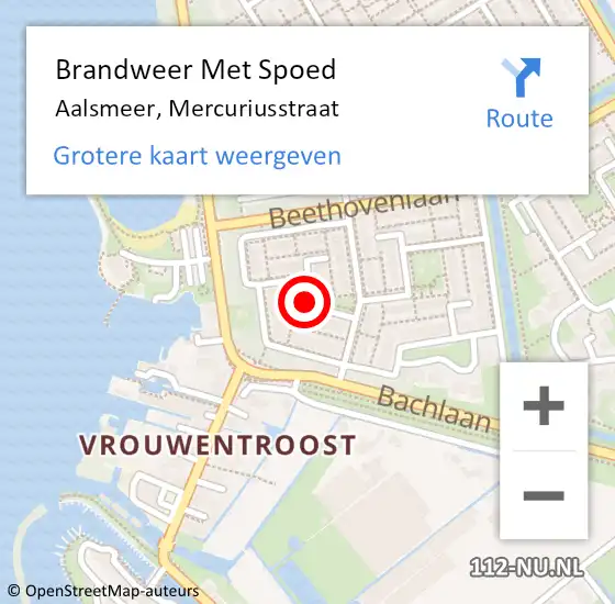 Locatie op kaart van de 112 melding: Brandweer Met Spoed Naar Aalsmeer, Mercuriusstraat op 9 april 2018 11:54