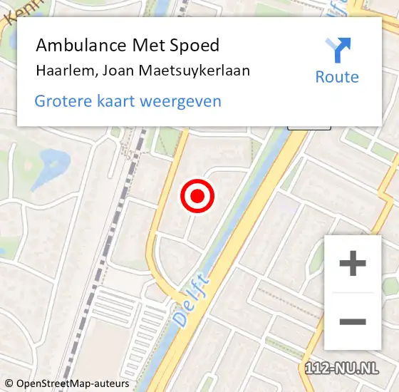 Locatie op kaart van de 112 melding: Ambulance Met Spoed Naar Haarlem, Joan Maetsuykerlaan op 9 april 2018 11:55