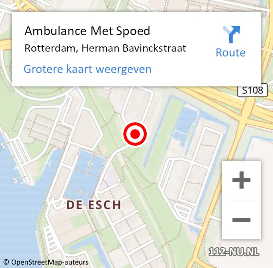 Locatie op kaart van de 112 melding: Ambulance Met Spoed Naar Rotterdam, Herman Bavinckstraat op 9 april 2018 12:29