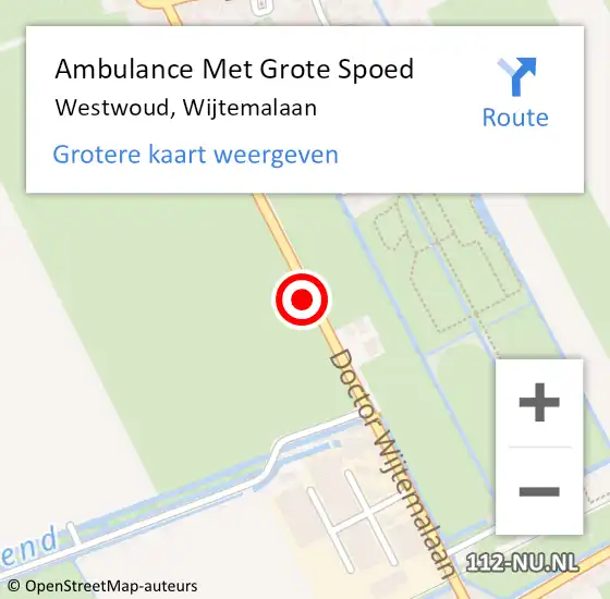 Locatie op kaart van de 112 melding: Ambulance Met Grote Spoed Naar Westwoud, Dr. Wijtemalaan op 9 april 2018 13:36