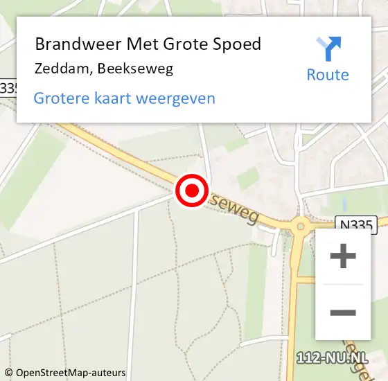 Locatie op kaart van de 112 melding: Brandweer Met Grote Spoed Naar Zeddam, Beekseweg op 9 april 2018 13:51